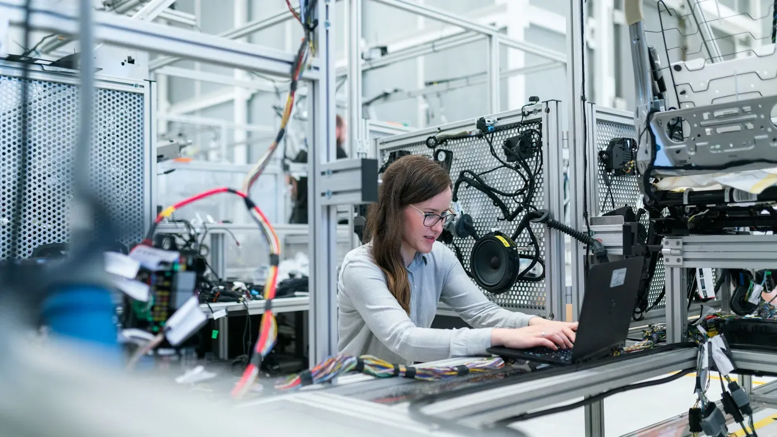 Modern industrial manufacturing facility with precision equipment